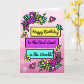 Heldere  grillige verjaardag voor tante kaart (Gele Bloem)