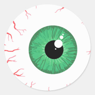 Heldere groene oogbalsticker ronde sticker