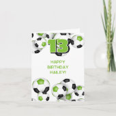heldere groene voetbal kids happy birthday kaart (Voorkant)
