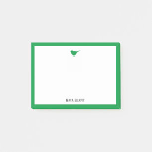 Heldere Groene Vogel en Rand w / Wit & Naam Post-it® Notes