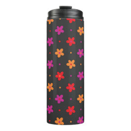Heldere grote bloemen poppen van kleur thermosbeker