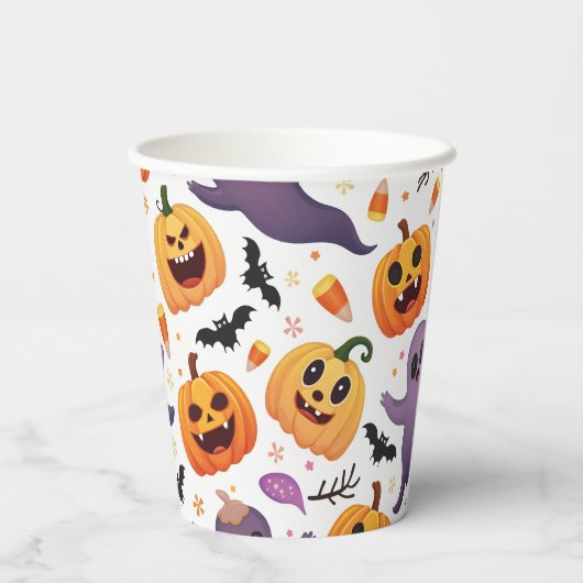 Heldere Halloween Paper Cups – Feestelijke Party C Papieren Bekers (Achterkant)