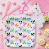 Heldere Halloween Skulls Papieren Bordje (Feest)