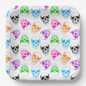 Heldere Halloween Skulls Papieren Bordje (Voorkant)
