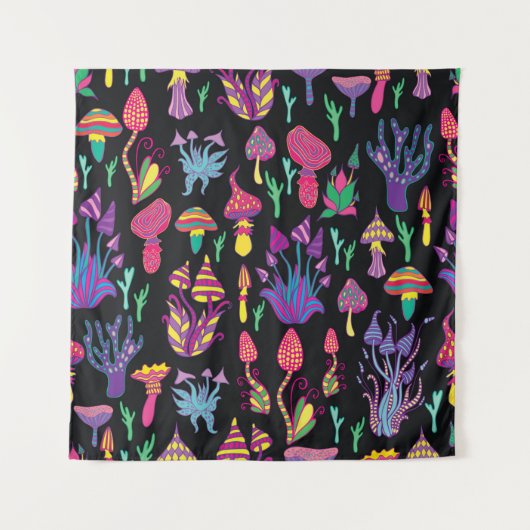 Heldere, hallucinogene, decoratieve, fantastische  wandkleed (Voorkant)