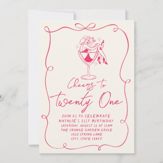 Heldere Hand Getrokken Boog 21e Foto Verjaardagsfe Kaart (Voorkant)