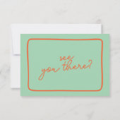 Heldere handgeschreven kleurrijke retro unieke bru RSVP kaartje (Achterkant)