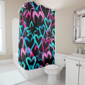 Heldere harten en sterren, naadloos patroon. douchegordijn (In situ)