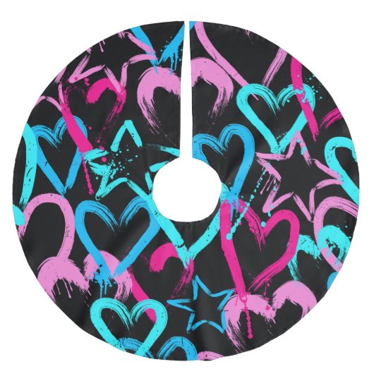 Heldere harten en sterren, naadloos patroon. kerstboom rok (Voorkant)