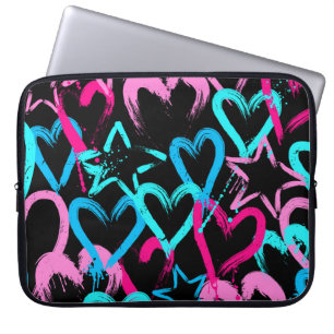 Heldere harten en sterren, naadloos patroon. laptop sleeve