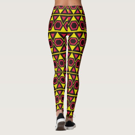 Heldere Hawaïaanse driehoeken Leggings (Achterkant)