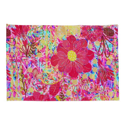 Heldere heldere bloemen kussensloop (Achterkant-Rechts)