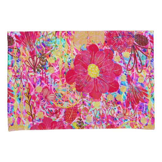 Heldere heldere bloemen kussensloop (Voorkant-Rechts)