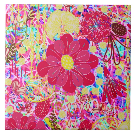 Heldere heldere bloemen tegeltje (Voorkant)