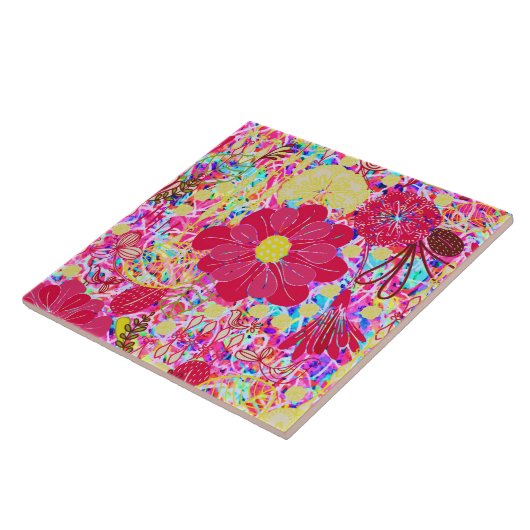 Heldere heldere bloemen tegeltje (Zijkant)