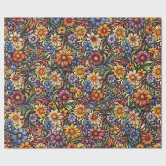 Heldere herfst bloeit cadeaupapier (Vlak)