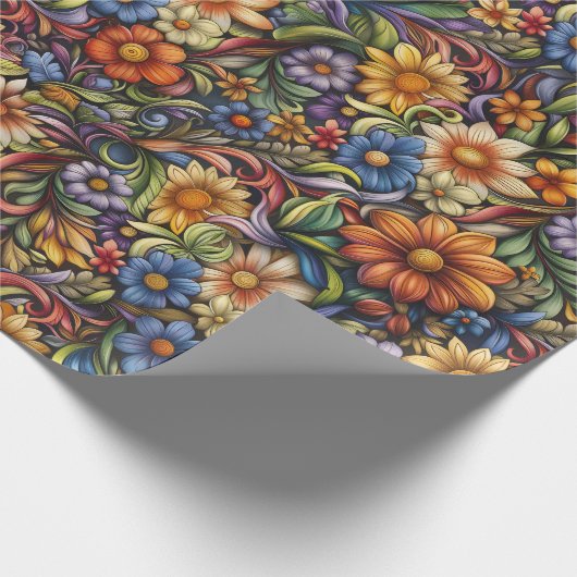 Heldere herfst bloeit cadeaupapier (Hoek)