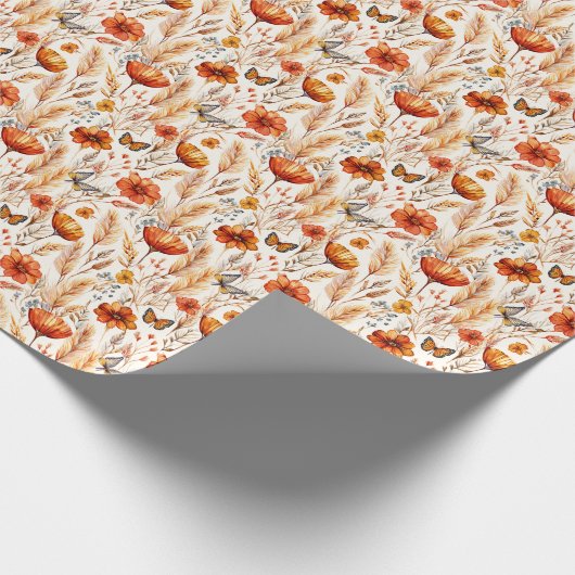 Heldere herfst boho botanische print cadeaupapier (Hoek)
