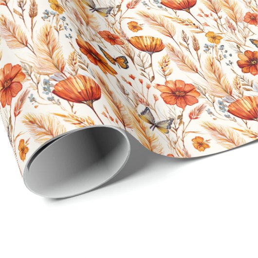 Heldere herfst boho botanische print cadeaupapier (Rol Hoek)