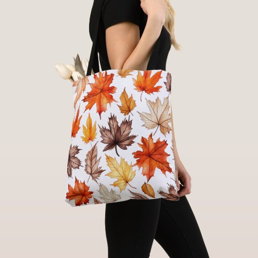 Heldere herfst laat botanische illustratie achter tote bag (Dichtbij)