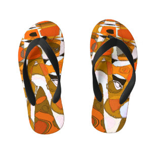 Heldere herfstcirkels: abstract patroon. kinder teenslippers