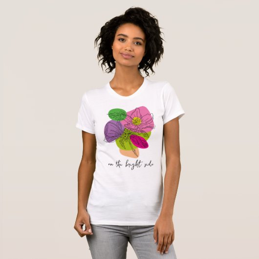 Heldere hibiscus flower line Art T-shirt (Voorkant volledig)