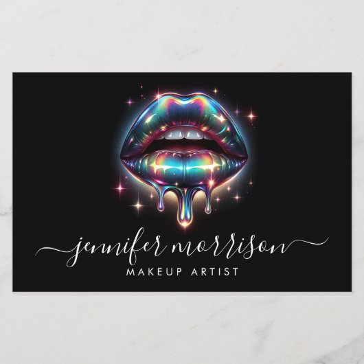 Heldere Holografische Lips Make-up Artiest, Schoon Flyer (Voorkant)