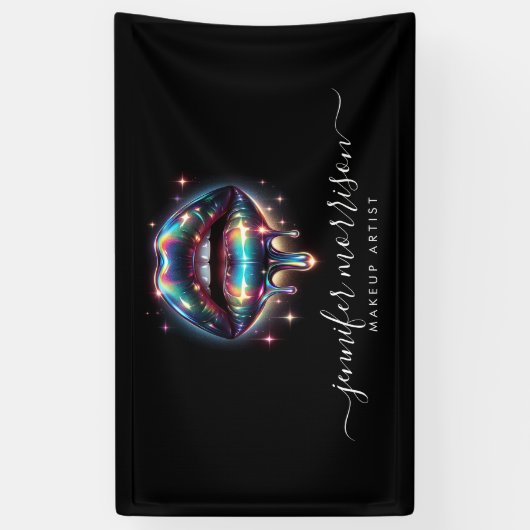 Heldere Holografische Lips Make-up Artiest, Schoon Spandoek (Verticaal)