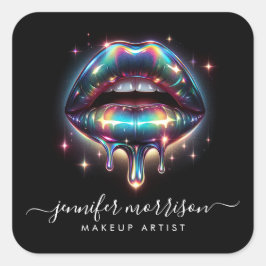 Heldere Holografische Lips Make-up Artiest, Schoon Vierkante Sticker