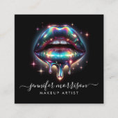 Heldere Holografische Lips Make-up Artiest, Schoon Vierkante Visitekaartje (Voorkant)