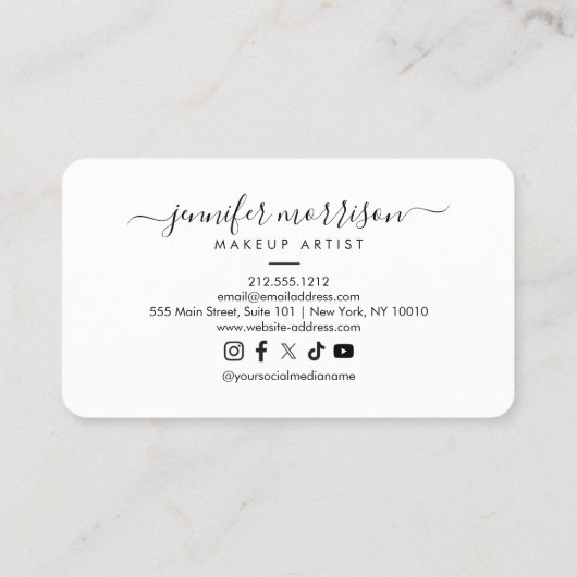 Heldere Holografische Lips Make-up Artiest, Schoon Visitekaartje (Achterkant)