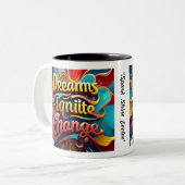 "Heldere horizonten vooruit" Tweekleurige Koffiemok (Voorkant links)