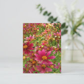 Heldere Hot Pink en gele Daisy bloemen Briefkaart (Staand voorkant)
