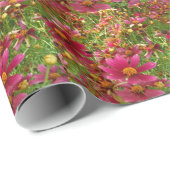 Heldere Hot Pink en gele Daisy bloemen Cadeaupapier (Rol Hoek)