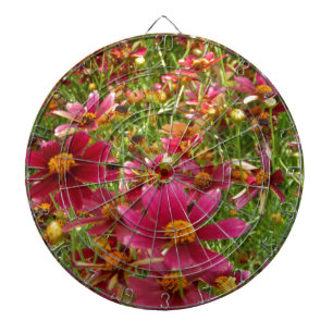 Heldere Hot Pink en gele Daisy bloemen Dartbord