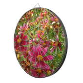 Heldere Hot Pink en gele Daisy bloemen Dartbord (Voorkant Rechts)
