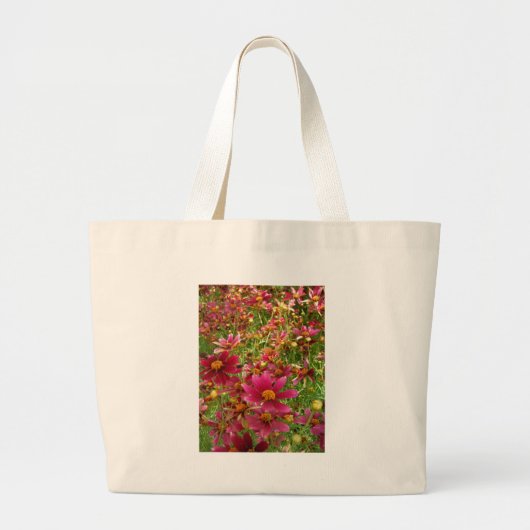 Heldere Hot Pink en gele Daisy bloemen Grote Tote Bag (Voorkant)