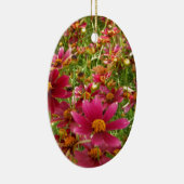 Heldere Hot Pink en gele Daisy bloemen Keramisch Ornament (Rechts)