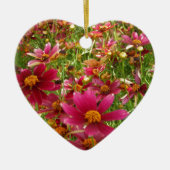 Heldere Hot Pink en gele Daisy bloemen Keramisch Ornament (Voorkant)