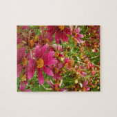 Heldere Hot Pink en gele Daisy bloemen Legpuzzel (Horizontaal)