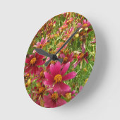 Heldere Hot Pink en gele Daisy bloemen Ronde Klok (Hoek)