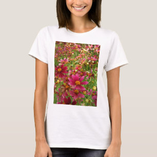 Heldere Hot Pink en gele Daisy bloemen T-shirt