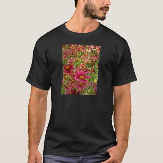 Heldere Hot Pink en gele Daisy bloemen T-shirt (Voorkant)