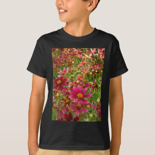 Heldere Hot Pink en gele Daisy bloemen T-shirt