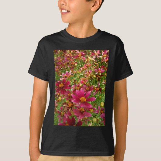 Heldere Hot Pink en gele Daisy bloemen T-shirt (Voorkant)