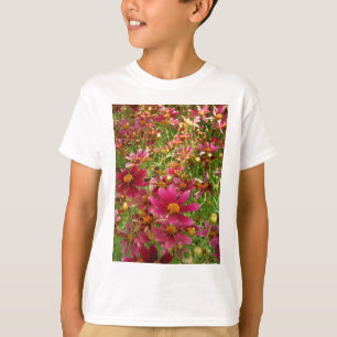Heldere Hot Pink en gele Daisy bloemen T-shirt