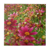 Heldere Hot Pink en gele Daisy bloemen Tegeltje (Voorkant)