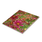 Heldere Hot Pink en gele Daisy bloemen Tegeltje (Zijkant)