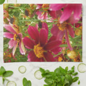 Heldere Hot Pink en gele Daisy bloemen Theedoek (Gevouwen)