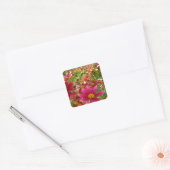 Heldere Hot Pink en gele Daisy bloemen Vierkante Sticker (Envelop)